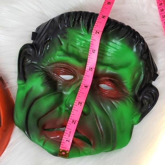 Vintage 90s Latex Halloween Masks Jack-o-lantern Pumpkin Frankenstein Monster 2 - Picture 13 of 15